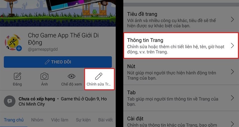 Đổi tên Fanpage facebook bằng điện thoại