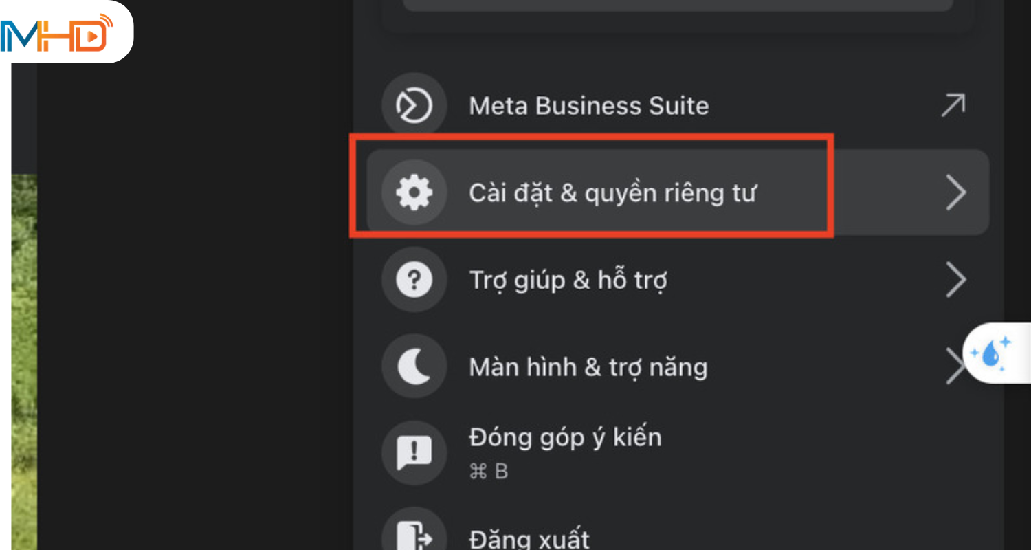 Chọn mục Cài đặt và quyền riêng tư