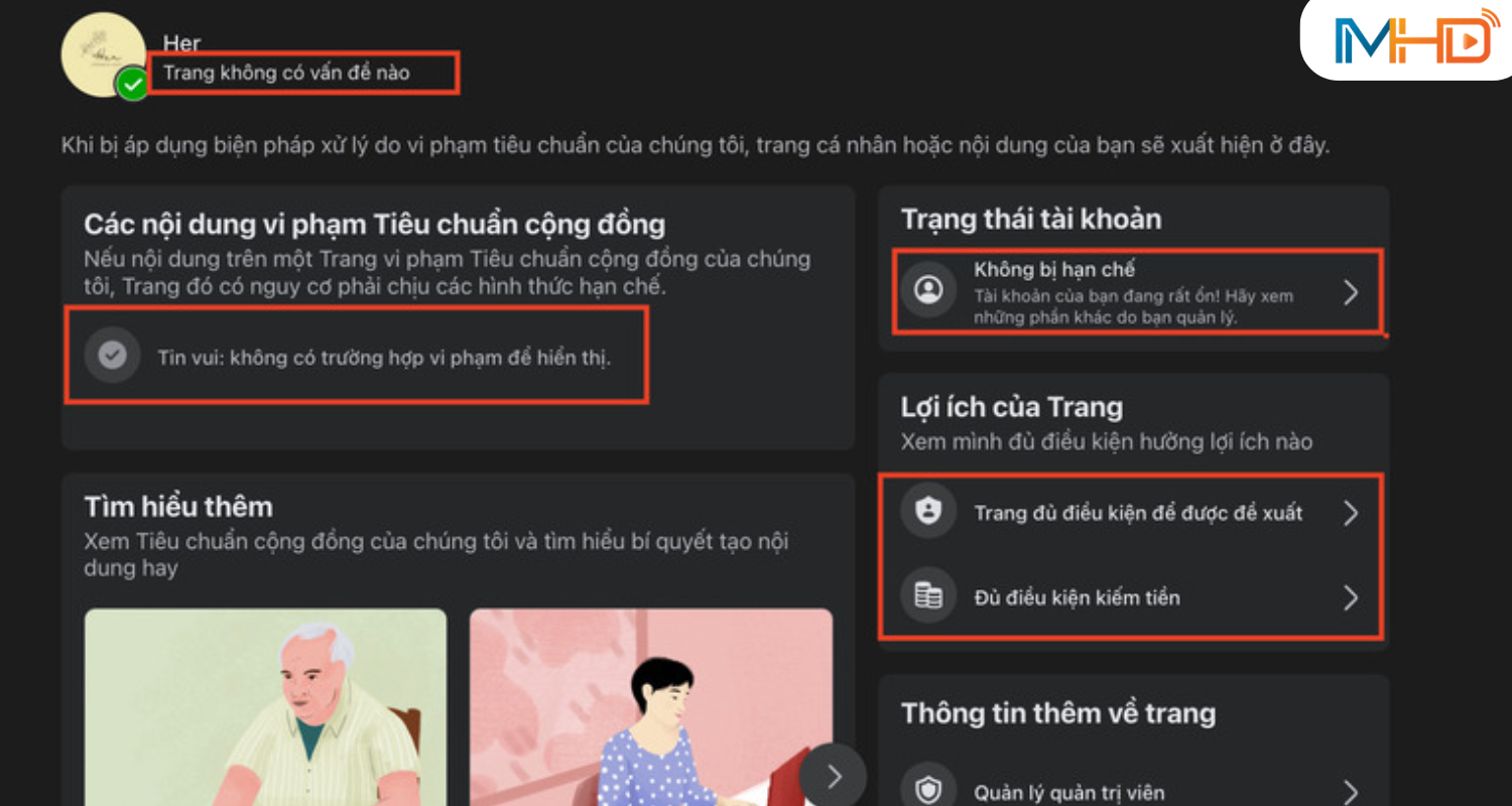 Kiểm tra chất lượng đối với tài khoản Fanpage