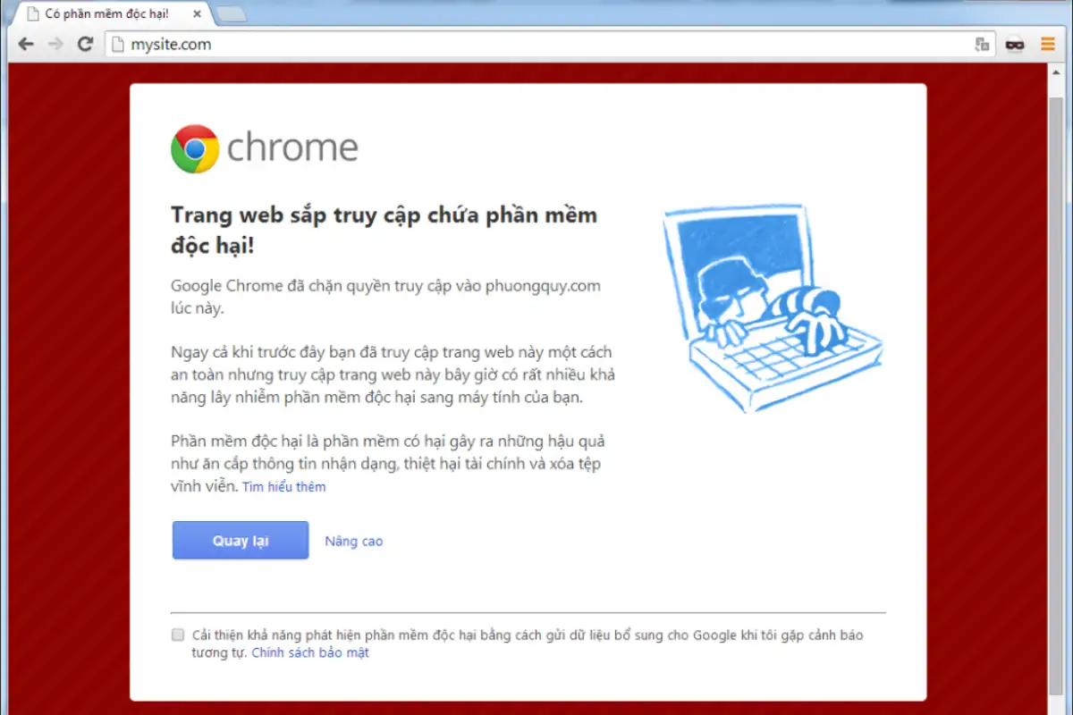 Cảnh báo "truy cập phần mềm độc hại"